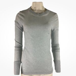 Enza Costa Sz S Cotton Cashmere Long Sleeve Crewneck Top Pale Blue Layer